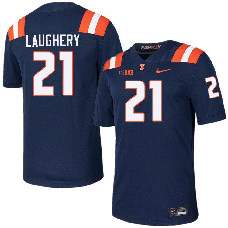 Men #21 Aidan Laughery Illinois Fighting Illini College Football Jerseys Stitched-Navy